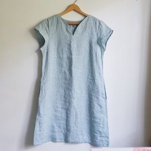 Light green linen dress